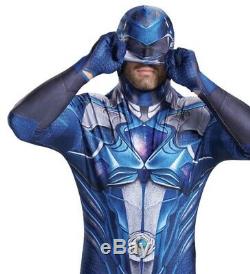 Adult Men's Saban's Power Rangers BLUE Ranger Full Bodysuit Costume Size XL