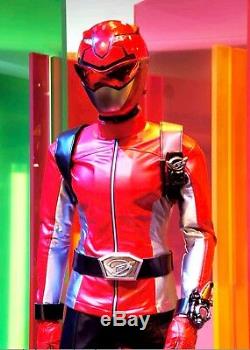 Aniki Cosplay Red Buster Power Rangers Beast Morphers Red Ranger Leather Jacket