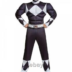 Black Ranger Muscle Costume Power Rangers Halloween Fancy Dress