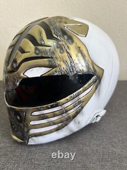 Custom Signed White Power Ranger Battle Damaged Helmet