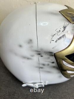 Custom Signed White Power Ranger Battle Damaged Helmet