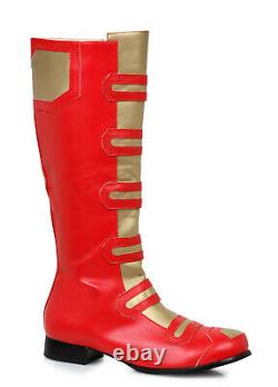 Ellie 121-POWER Men's Red Gold Power Ranger Cosplay Spiderman Costume Knee Boots