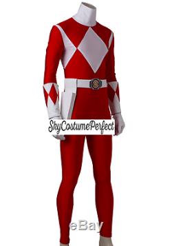 FREE WW SHIP Mighty Morphin Power Ranger Red Tyrannosaurus Costume Cosplay SET 1