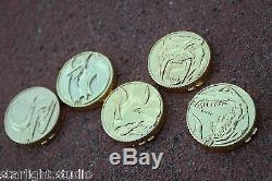 Flawed Power Gold Prop Dino set of 5 Ranger Cosplay Morpher coins Flawed