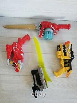 Lot of 4 Dino Charge Morphers Sword Saber Red Yellow Charge MMPR Cosplay Toys