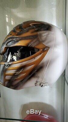 MMPR Battle Damaged White Power Ranger Helmet Cosplay