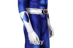 MMPR Blue Ranger Suit Costume Cosplay Jumpsuit