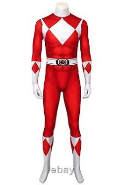 MMPR Red Ranger Suit Costume Cosplay Jumpsuit