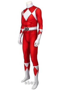 MMPR Red Ranger Suit Costume Cosplay Jumpsuit