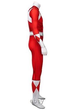 MMPR Red Ranger Suit Costume Cosplay Jumpsuit