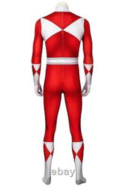 MMPR Red Ranger Suit Costume Cosplay Jumpsuit