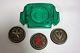 Master Morpher Green Lens & Set of 3 Power Weathered Coins Ranger Cosplay Prop