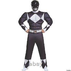 Men's Black Ranger Classic Muscle Costume Mighty Morphin