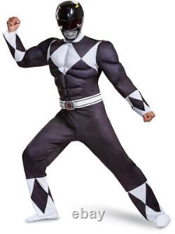 Mens Classic Mighty Morphin Power Rangers Black Ranger Muscle Costume