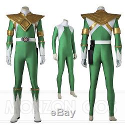 Mighty Morphin Green Power Rangers Green Dragon Ranger Cosplay Costume Handmade