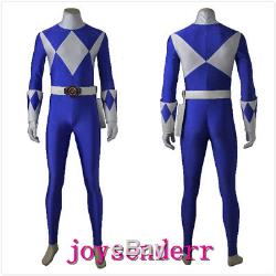 Mighty Morphin Power Rangers Blue Ranger Cosplay costume HalloweeParty Tailored