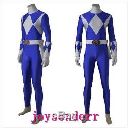 Mighty Morphin Power Rangers Blue Ranger Cosplay costume HalloweeParty Tailored