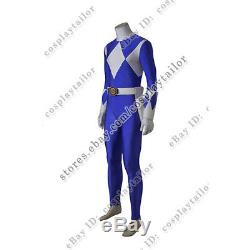 Mighty Morphin Power Rangers Tricera Ranger Dan Cosplay Costume Blue Jumpsuit