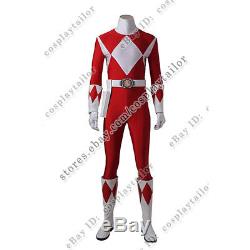 Mighty Morphin Power Rangers Tyranno Ranger Geki Cosplay Costume Red Jumpsuit