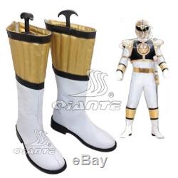 Mighty Morphin Power Rangers White Tigerzord Tommy Cosplay Costume Armor Boots