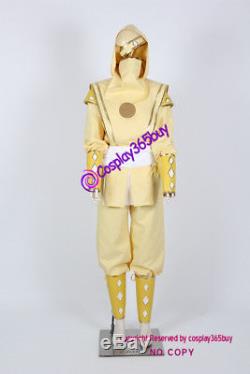 Mighty Morphin Power Rangers Yellow Ninjetti Ranger Cosplay Costume light yellow