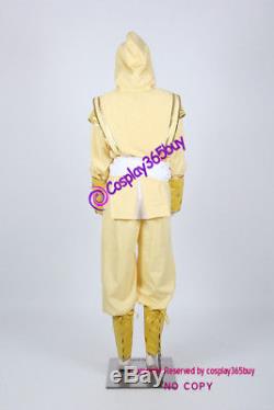 Mighty Morphin Power Rangers Yellow Ninjetti Ranger Cosplay Costume light yellow