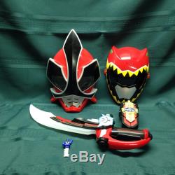 POWER RANGERS RED RANGER COSPLAY LOT 2 MASKS ELECTRONIC SWORD AND PHONE WITH KEY