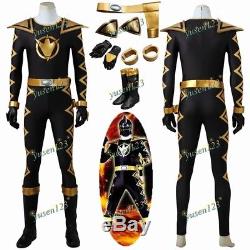Power Black Rangers Dino Thunder Cosplay Costume Jumpsuit Gloves Shoes ACC
