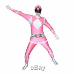 Power Ranger Costume Pink Adult Squadron Hero Full Body Tights Cosplay Suit