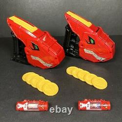 Power Rangers Dino Charge T-Rex Launchers x2 #1 Chargers x10 Discs Cosplay Toys