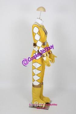 Power Rangers Dino Thunder Yellow Dino Ranger Cosplay Costume incl. Boots covers