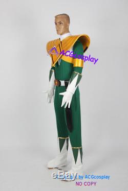 Power Rangers Green Ranger Cosplay Costume with solid shield vest armband prop