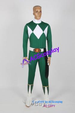 Power Rangers Green Ranger Cosplay Costume with solid shield vest armband prop