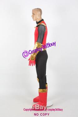 Power Rangers Ninja Storm Crimson Thunder Ranger Cosplay Costume incl. Boot cover