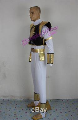 Power Rangers White Ranger Cosplay Costume include belt whole set