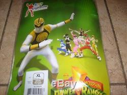 Power Rangers White Ranger Morphsuit Costume Cosplay Outfit Halloween Adult XL