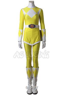 Power Rangers Zyuranger Boy Tiger Ranger Cosplay Costume Yellow Jumpsuit +Boots