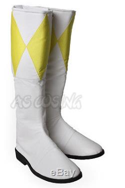 Power Rangers Zyuranger Boy Tiger Ranger Cosplay Costume Yellow Jumpsuit +Boots