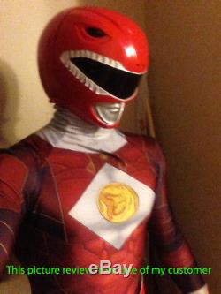 Red Power Ranger Helmet Mighty Morphin Halloween Costume cosplay Movie Prop mask