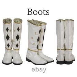Tommy Oliver Cosplay Custome Battle Suit Adult White Ranger Halloween Only Boots