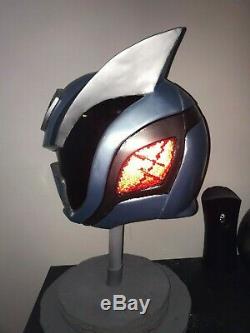 Used SPD Shadow Ranger Cosplay Helmet Handmade Metallic Blue Fiberglass Reinforc