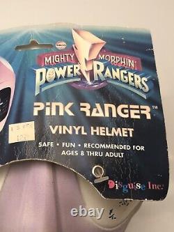 Vintage 1995 Mighty Morphin Power Rangers Pink Vinyl Costume Cosplay Mask Helmet