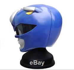 Wearable Blue Mighty Morphin Power Rangers Cosplay Fiberglass Helmet Scale 11