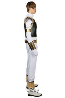 White Power Ranger Full Suit Mens Outfit With Belt Cosplay Costume Accessory