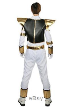 White Ranger Costume Power Rangers Halloween Cosplay Replica Outfit Full Set
