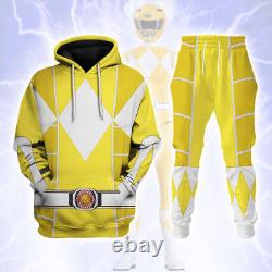 Yellow Mighty Morphin Power Ranger Cosplay C2 Hoodie Set, Sweatshirt