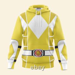 Yellow Mighty Morphin Power Ranger Cosplay C2 Hoodie Set, Sweatshirt