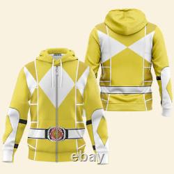 Yellow Mighty Morphin Power Ranger Cosplay C2 Hoodie Set, Sweatshirt