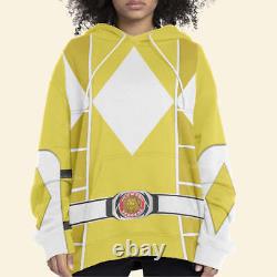 Yellow Mighty Morphin Power Ranger Cosplay C2 Hoodie Set, Sweatshirt