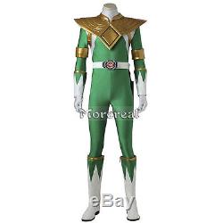 Zyuranger Power Rangers Burai Dragon Ranger Cosplay Costume Mighty Morphin Green